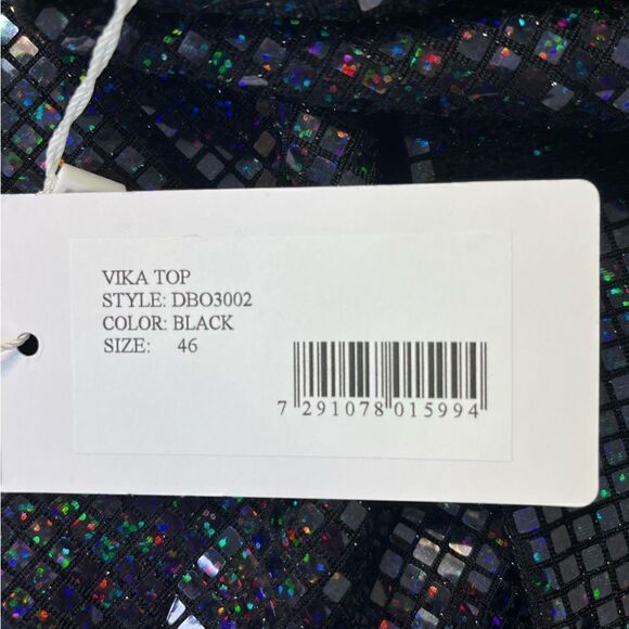 NEW Dodo Bar Or Vika Buckled Sequin Embellished Top One Shoulder Black Size 10 - Picture 11 of 14